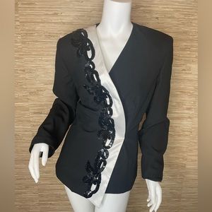 80s Glamour Vintage black/white blazer with sequin